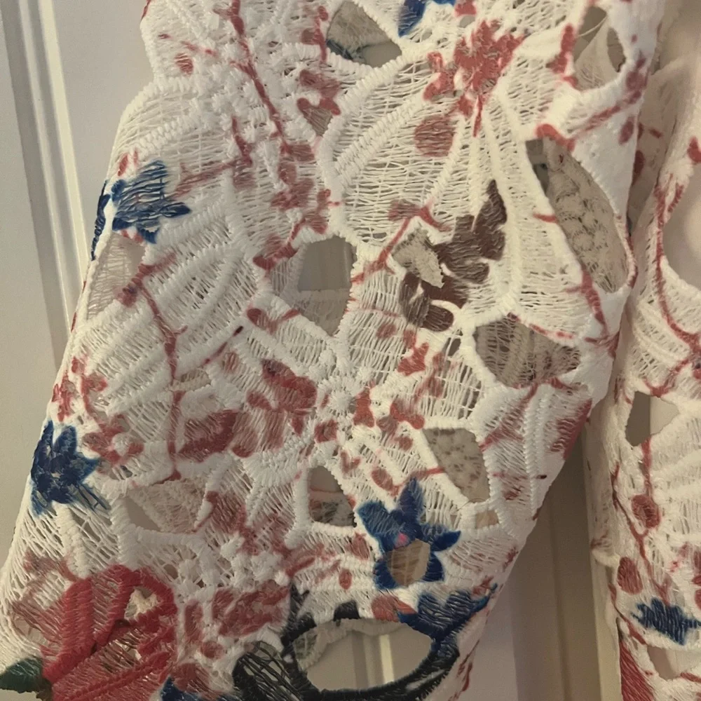 NWOT CHRISMcLAUGHLIN FLORAL LACE TOP TOPPER SZ XL - Picture 6 of 13